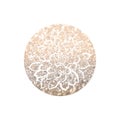 Round with rose gold glitter and succulent plat isolated on white background.