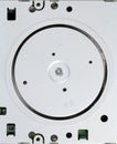 A round rotating element of a computer hard drive.