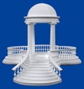 Round rotunda with columns, balustrade and stairs 3D rendering o Royalty Free Stock Photo