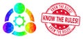 Round Rubber Know the Rules! Stamp Seal with Vector Triangle Filled Industrial Collaboration Icon with Spectral Colored Royalty Free Stock Photo