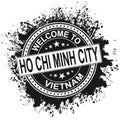 Round rubber stamp with city name Ho Chi Minh city and stars, isolated on white