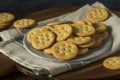 Round Salted Homemade Crackers Royalty Free Stock Photo