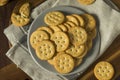 Round Salted Homemade Crackers Royalty Free Stock Photo