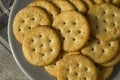 Round Salted Homemade Crackers Royalty Free Stock Photo