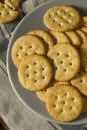 Round Salted Homemade Crackers Royalty Free Stock Photo