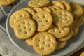 Round Salted Homemade Crackers Royalty Free Stock Photo