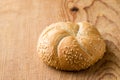 Round sandwich bun with sesame seeds Royalty Free Stock Photo