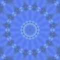 Round scrolled ornament with spirals blue gray