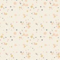 Pastel messy dots on beige background. Festive seamless pattern with round shapes.