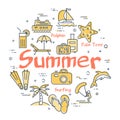 Colorful icons in summer holidays theme Royalty Free Stock Photo