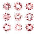 Round shape, abstract vector dots logo. Unusual circles sign set. Biology virus, innovation technology icon. Circular