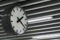 Round shape clock at the ceiling of a train station Royalty Free Stock Photo