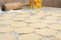Round shape of the dough Royalty Free Stock Photo