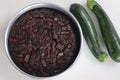 Round shape Zucchini chocolate cake inside the cake pan Royalty Free Stock Photo