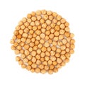Round shaped chickpea beans isolated on white