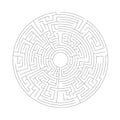 Round shaped complicated maze, black silhouette on white