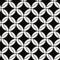 Round shapes netting seamless pattern, black and white vector background.