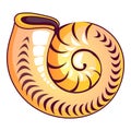 Round shell icon, cartoon style