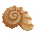 Round shell icon, cartoon style