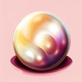 Round shining pearl. Colorful gem illustration in pastel colors. AI-generated