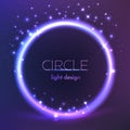 Round shiny frame background. Vector circle light design.