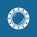 Round Ship Porthole Isolated on Blue