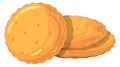 Round shortbread biscuit cartoon icon. Salty snack