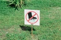 Prohibiting sign in the park for the conservation of lawns Royalty Free Stock Photo