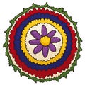 Round silleta decorated with flower and Colombian colors, Vector illustration