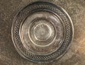 Round silver plate grungy background Royalty Free Stock Photo