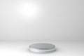 Round silver stage podium concept illustration isolated on white background. Festive podium scene for award ceremony on white. Royalty Free Stock Photo