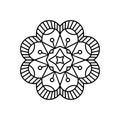 Round simple line mandala flower. Logo, web design, icon