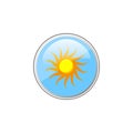 Simple vector color volume cartoon illustration of sun icon