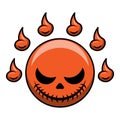 round skull devil head symbol for halloween