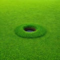 Round slice of grass field with soil piece of land with green grass surface isolated with Fresh environment and tourism Royalty Free Stock Photo