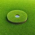 Round slice of grass field with soil piece of land with green grass surface isolated with Fresh environment and tourism Royalty Free Stock Photo