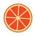 Round slice of orange or grapefruit isolated object vector illustration in flat style. Simple citrus fruit icon or logo