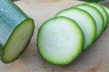 Round slices of fresh green zucchini Royalty Free Stock Photo