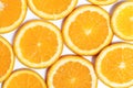 round slices of juicy orange on a white background. the place for your design