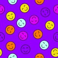 Round smileys on blue background