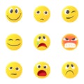 Round smileys icons set, cartoon style