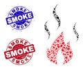 Fire Smoke Mosaic of Shards with Smoke Grunge Seals