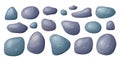 Round smooth pebble stone collection. Organic shape rock isolated. Various form of beach blob, splat. Ocean set vector