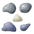 Round smooth pebble stone collection. Organic shape rock isolated. Various form of beach blob, splat. Ocean set vector