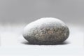 Round smooth rock with snow on top