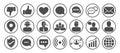 Round Social Media Icon Set with People, Chat, Thumbs Up, Like Icons Royalty Free Stock Photo