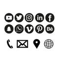 Round social media icons or social network logos flat vector icon set. Collection for apps and websites Royalty Free Stock Photo