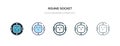 Round socket icon in different style vector illustration. two colored and black round socket vector icons designed in filled,