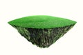 Round soil ground cross section with earth land and green grass. fantasy floating island with natural on the rock