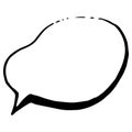 a round speech bubble, hand-drawn in the style of a comic book with an isolated black irregular outline on white with an Royalty Free Stock Photo